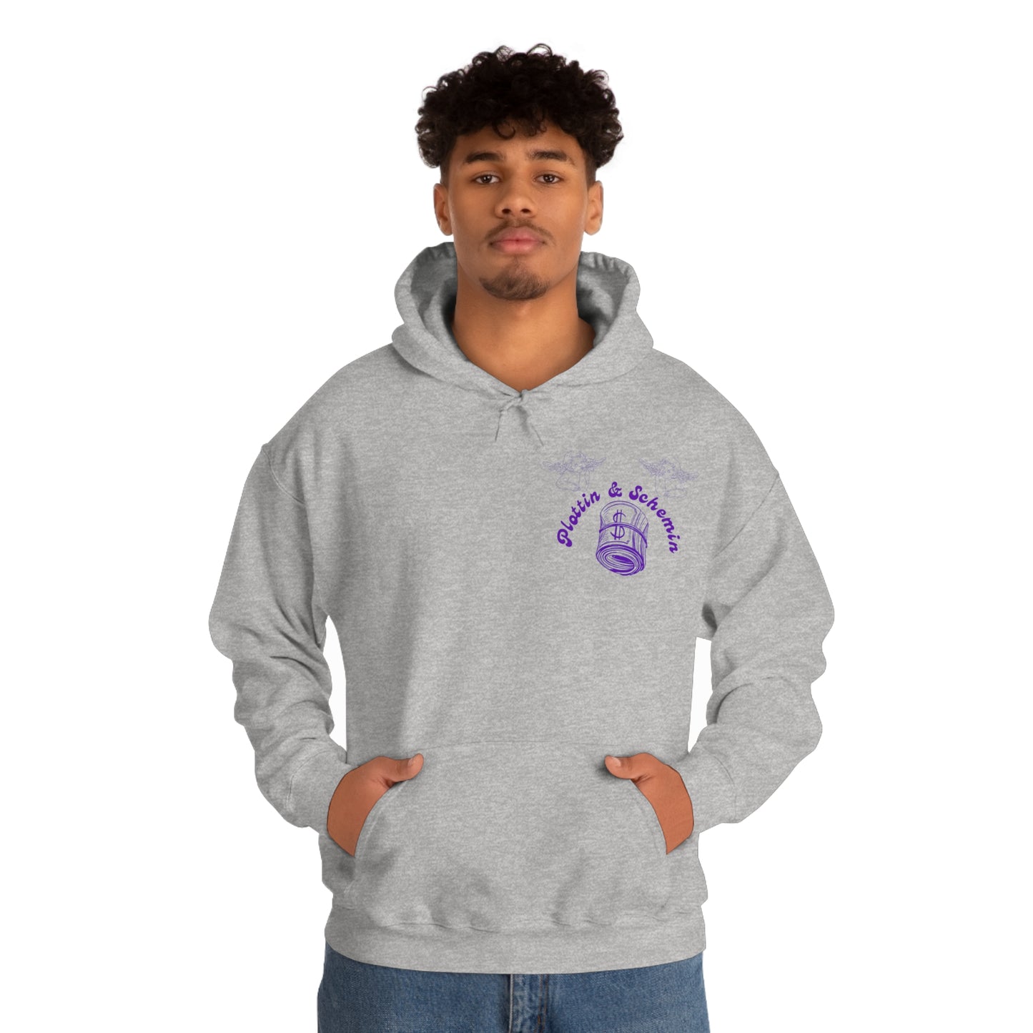 Plottin & $chemin Purp X White Font Pull Over